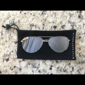 Quay Silver Mirrored Aviator Sunglasses